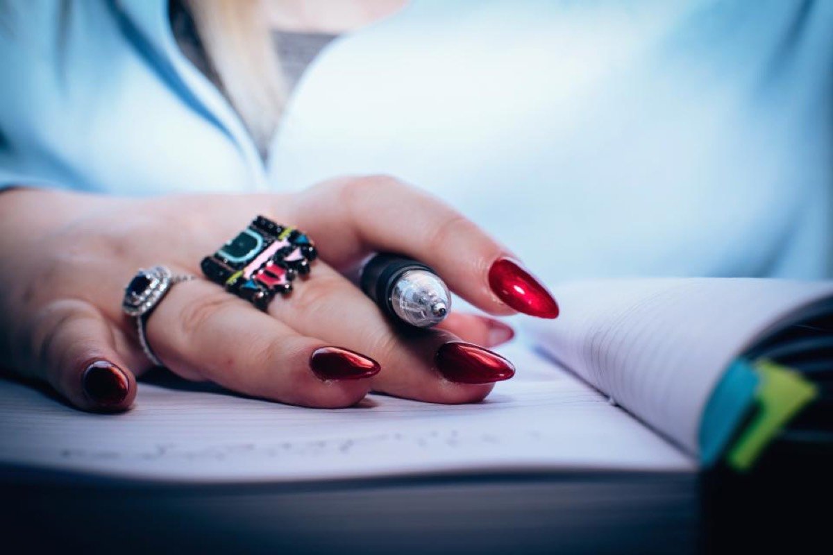 Manicured hands with painted nails