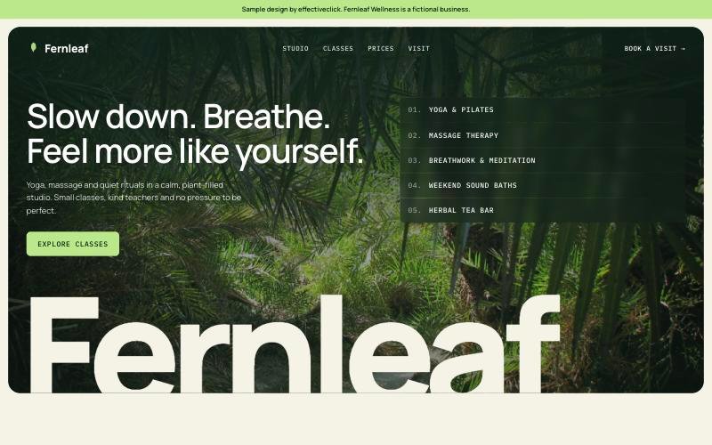 Preview of the Fernleaf Wellness sample website